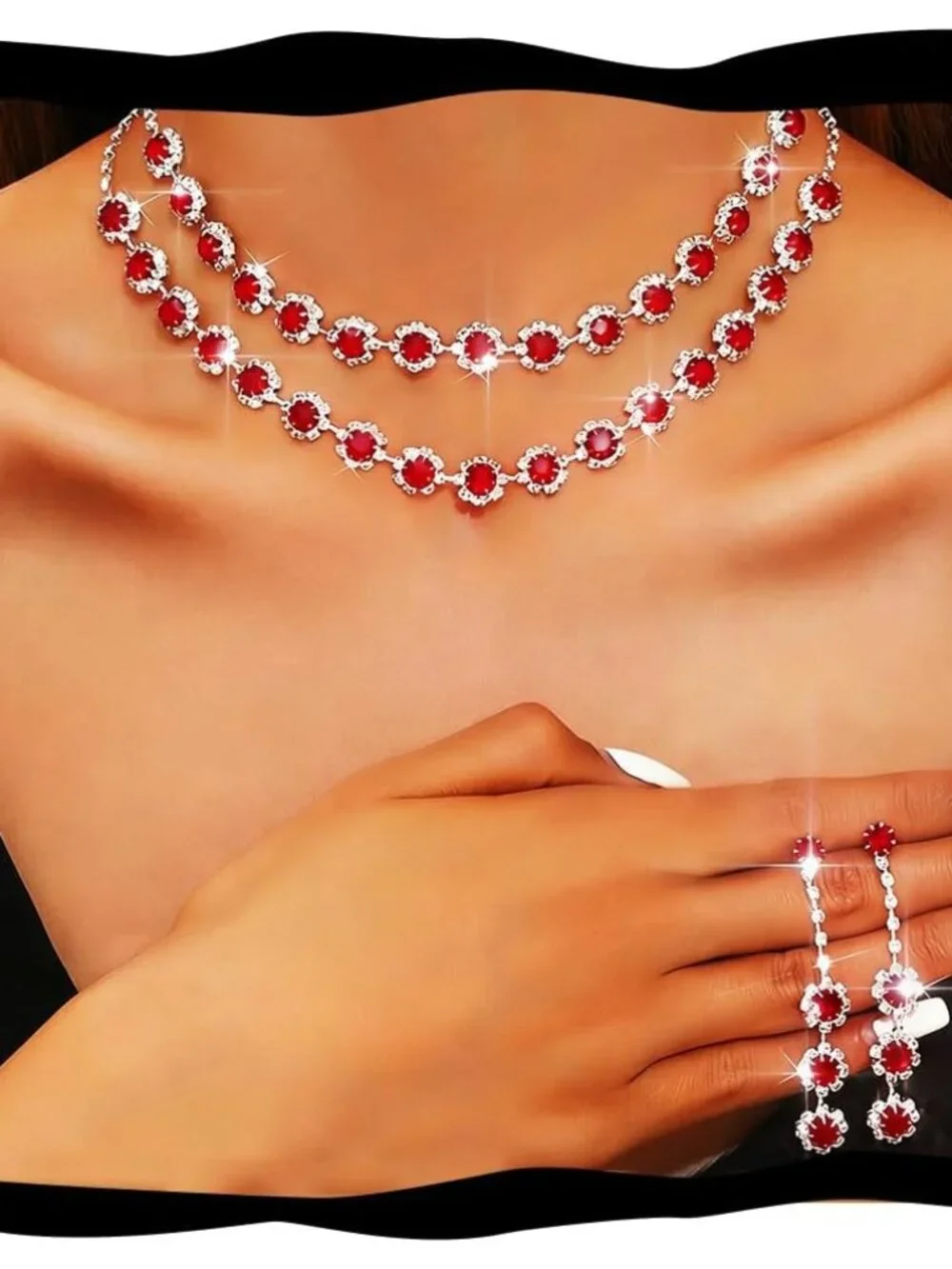 Rhinestone Bridal Wedding Jewelry Sets Crystal Choker Necklace Earrings Set Prom